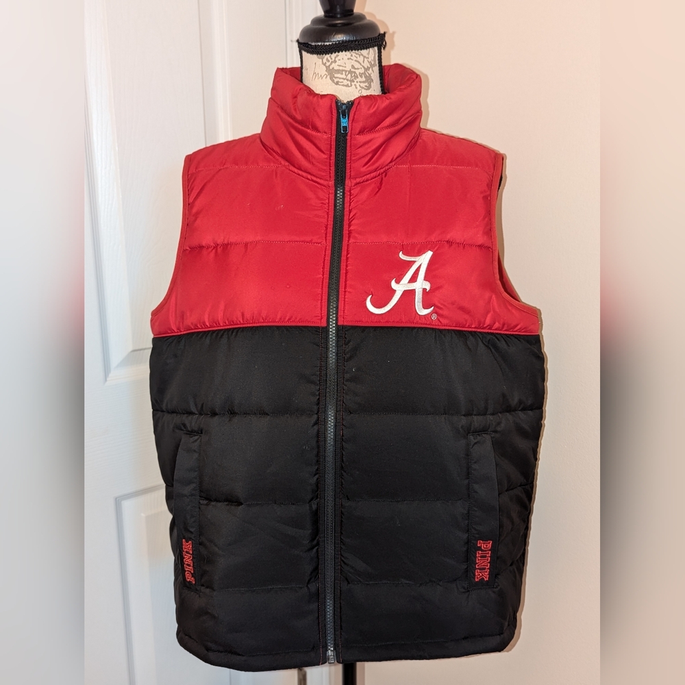 Victoria Secret PINK University of Alabama Crimson Tide Size Large Puffer Vest